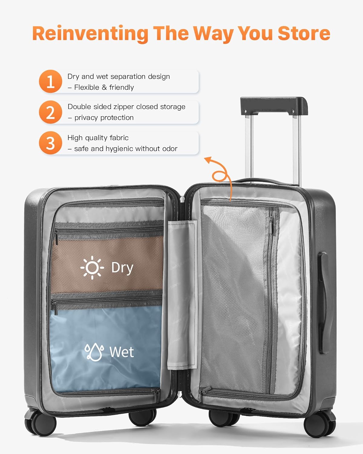 20 IN Carry On Luggage 22x14x9 Airline Approved - Front Pocket Hardside Travel Suitcase Unbreakable