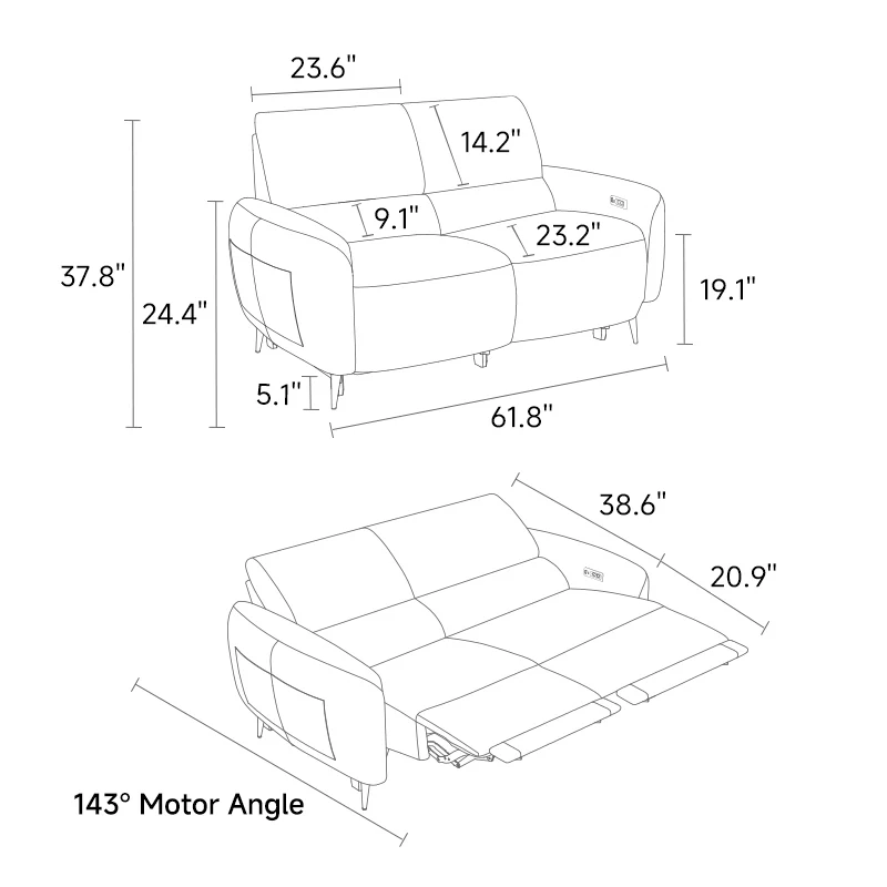 AeroStretch 3 Seater Power Zero Wall Recliner Sofa with Drop Down Table Tray