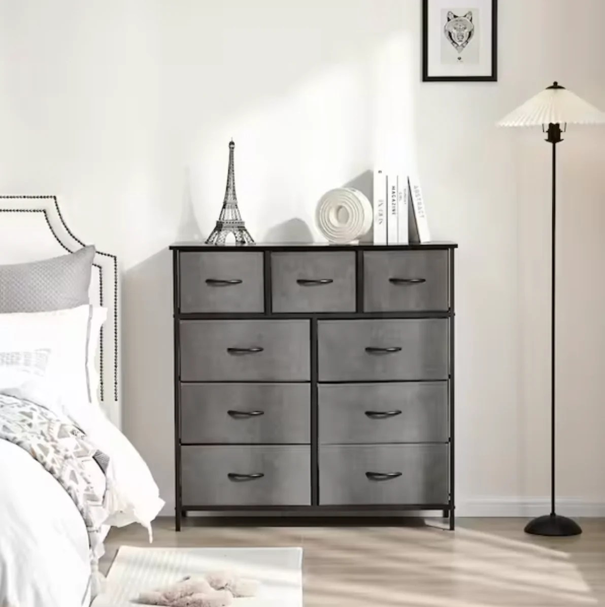 Drawers Dresser for Bedroom, Kidsroom Furniture, Tall Chest Tower, Storage Organizer Units for Clothing, Closet, Fabric Bins, Wood Top, Steel Frame, Lightweight, Assemble Tools Include