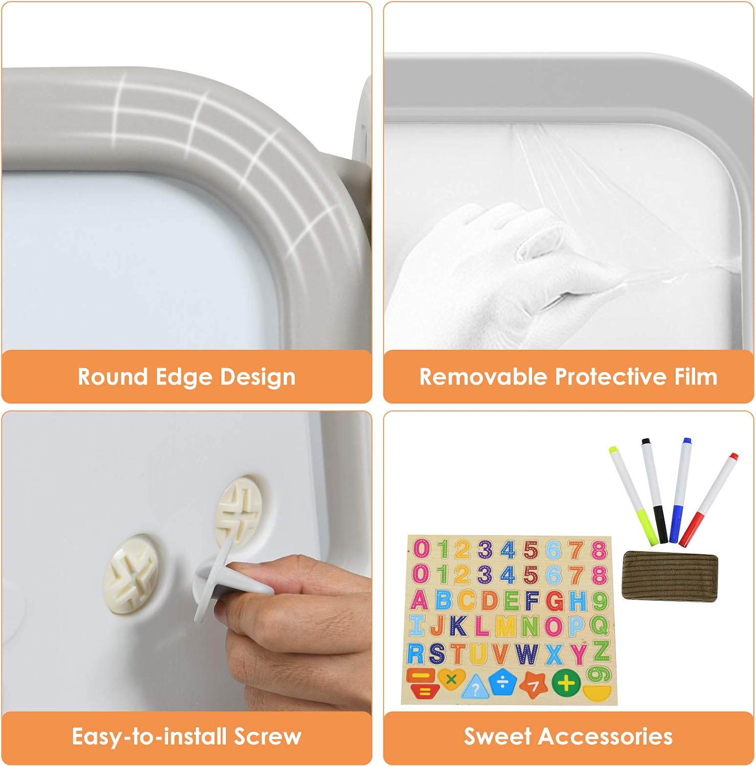 Kids Art Easel with Stool, 3 in 1 Double-Sided Magnetic Dry Erase Board and Kids Book Rack with Foldable Desktop, Adjustable Standing Easel with Letters and Number Magnets