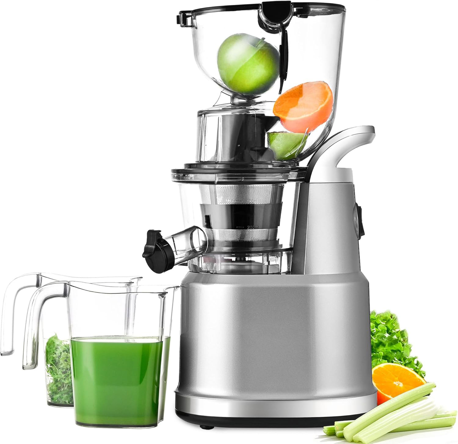 🎉⚡Hot Sale⚡Cold Press Juicer Machines, Kitchen in the Box Slow Masticating Juicers Machine,3.26inch Large Wide Feed Chute Fit Whole Fruits & Vegetables,BPA Free,Easy to Clean (Bright Black)