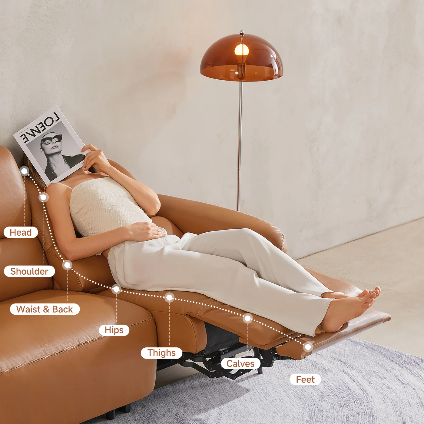 Modern Reclining Sofa with Storage