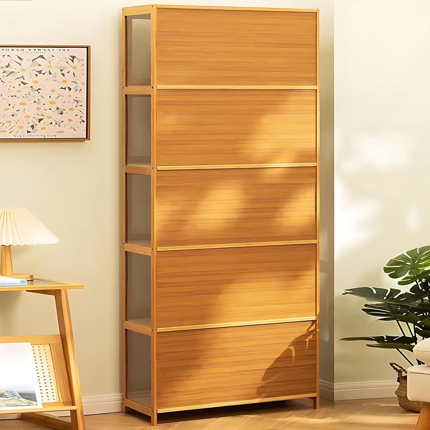 Flip-top display cabinet with lights