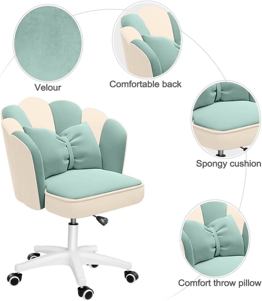 Office Chair Cute Petal Desk Chair, Modern Fabric Home Butterfly Chairs Height Adjustable Chair Makeup Chairs Computer Chairs