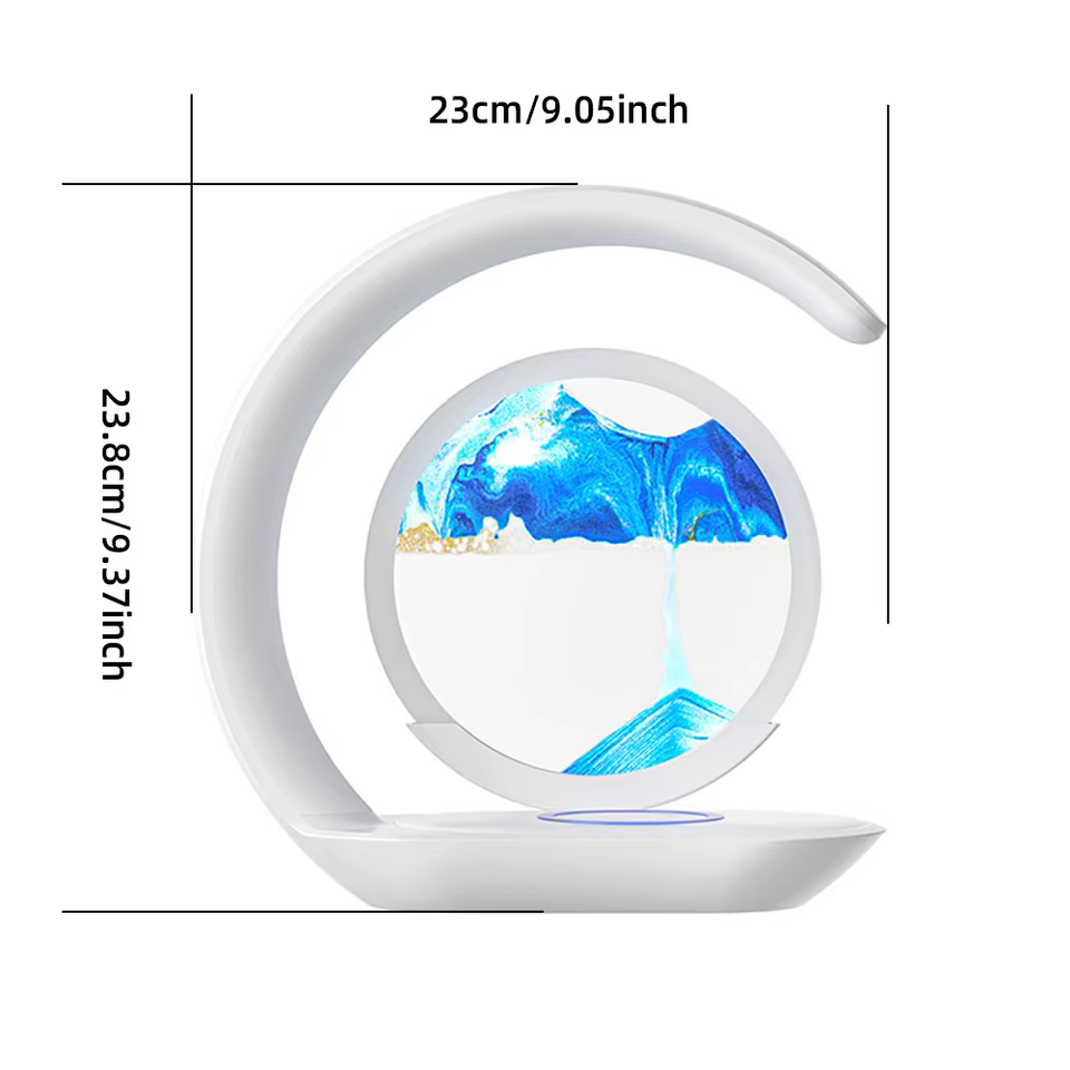 Quicksand Table Lamp USB Wireless Charging Desk Lamp 3D Hourglass Ornaments