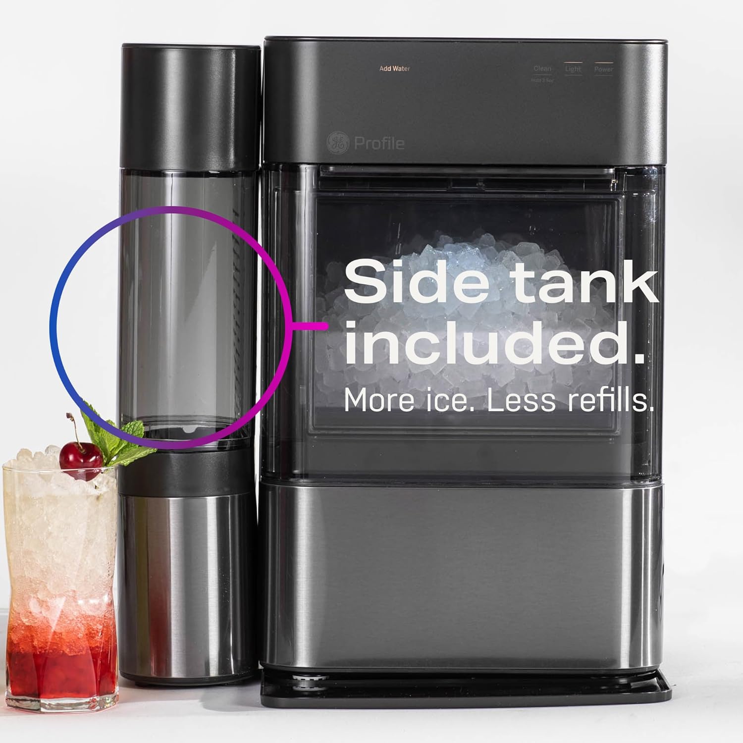 2.0 with 0.75 Gallon Tank, Chewable Crunchable Countertop Nugget Ice Maker, Scoop included, 38 lbs in 24 hours, Pellet Ice Machine with WiFi & Smart Connected, Black Stainless Steel