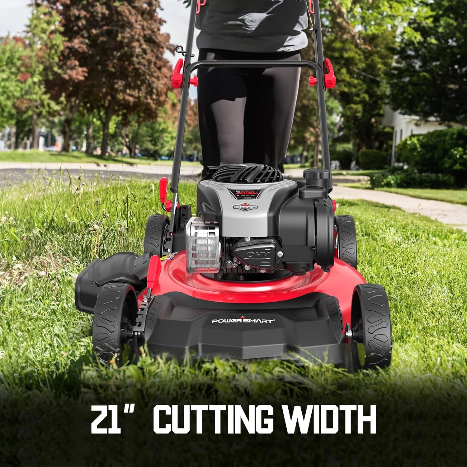 Gas Lawn Mower 21-Inch 144cc OHV Engine 3-in-1 Push Mower with Bagging