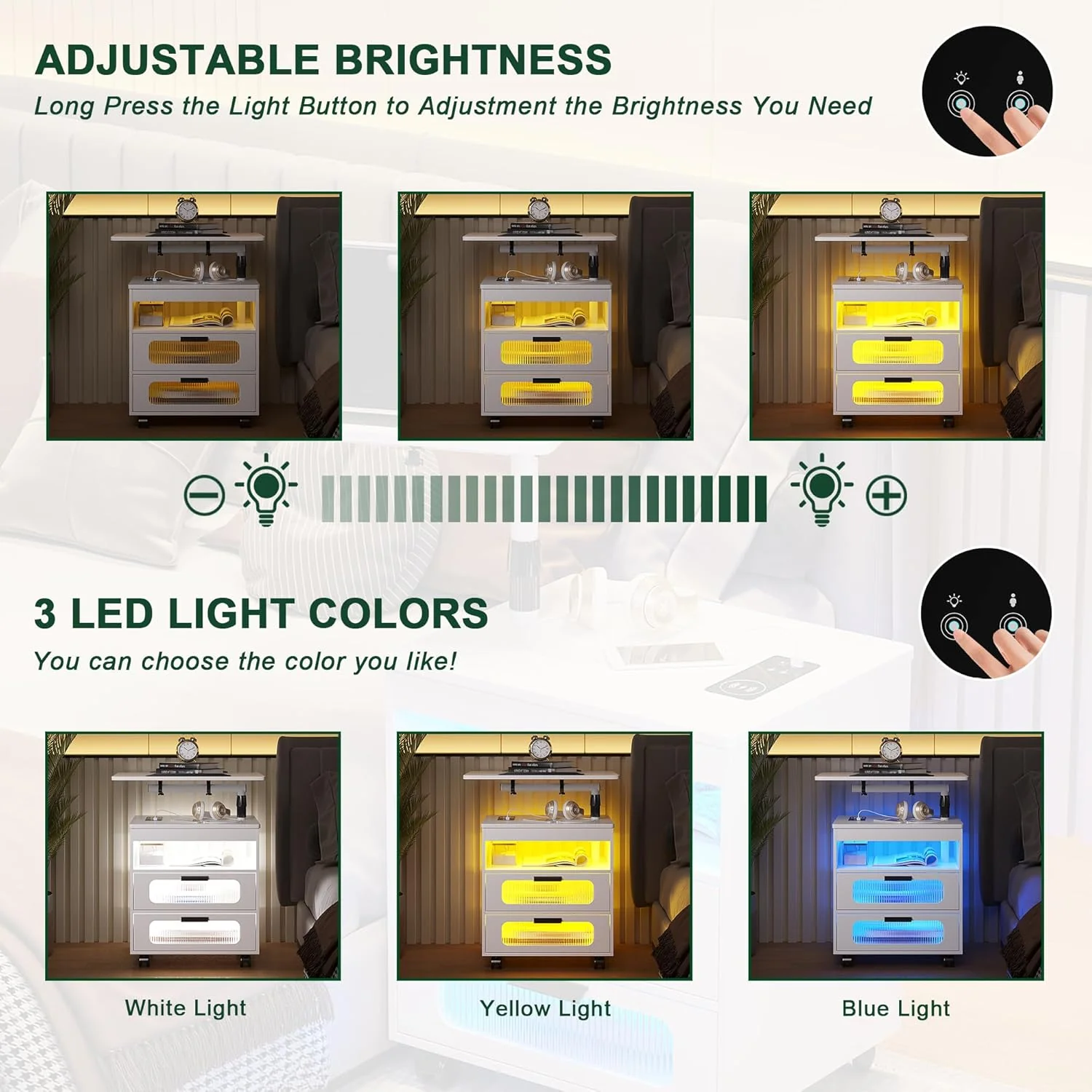 Nightstand with Wireless Charging Station