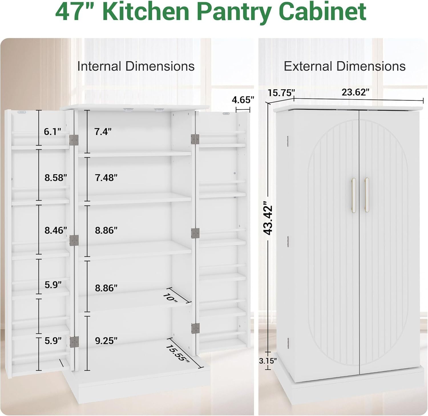 🔥HOT SALE🔥 47” Kitchen Pantry Cabinet with LED