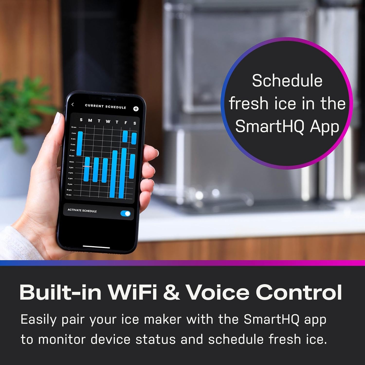 2.0 with 0.75 Gallon Tank, Chewable Crunchable Countertop Nugget Ice Maker, Scoop included, 38 lbs in 24 hours, Pellet Ice Machine with WiFi & Smart Connected, Black Stainless Steel