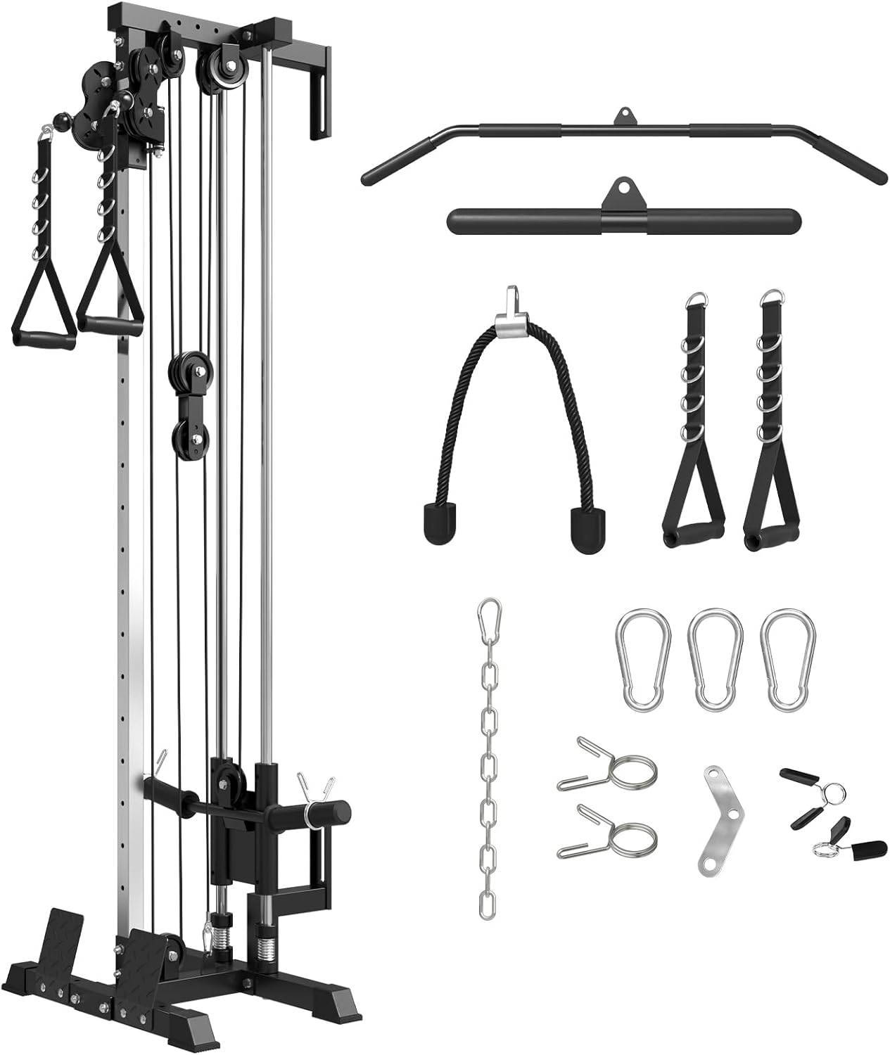 Wall Mount Cable Station, Cable Crossover Machine with Dual Pulley System and 18 Adjustable Positions for Home Gym Fitness Equipment