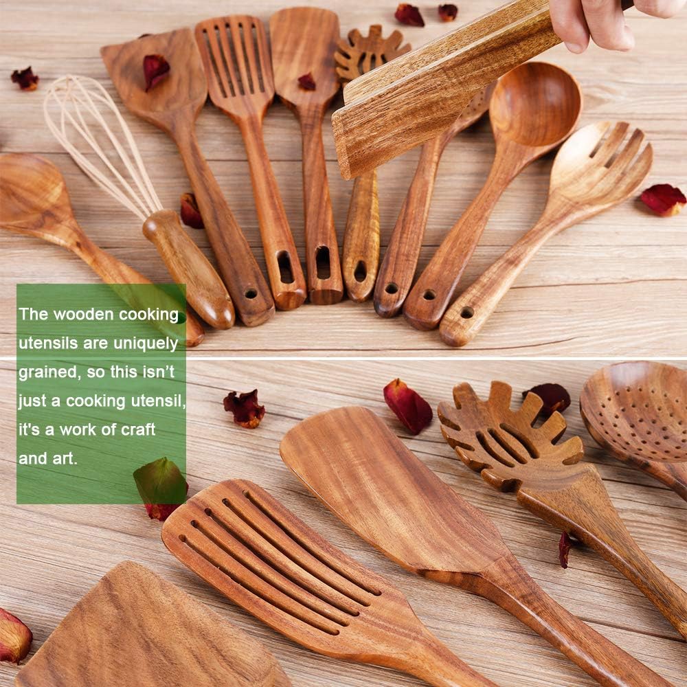 10-Piece Wooden Cooking Utensils Set