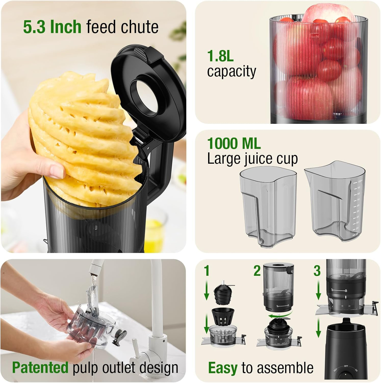 Juicer Machines, Cold Press Juicer with 5.3