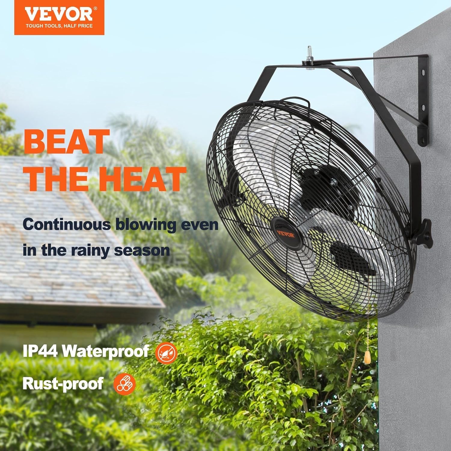 Wall Mount Fan, 18 Inch, 3-speed High Velocity Max. 4150 CFM, Waterproof Industrial Wall Fan, Commercial or Residential compatible with Warehouse, Greenhouse, Workshop, Patio, Black, ETL Listed