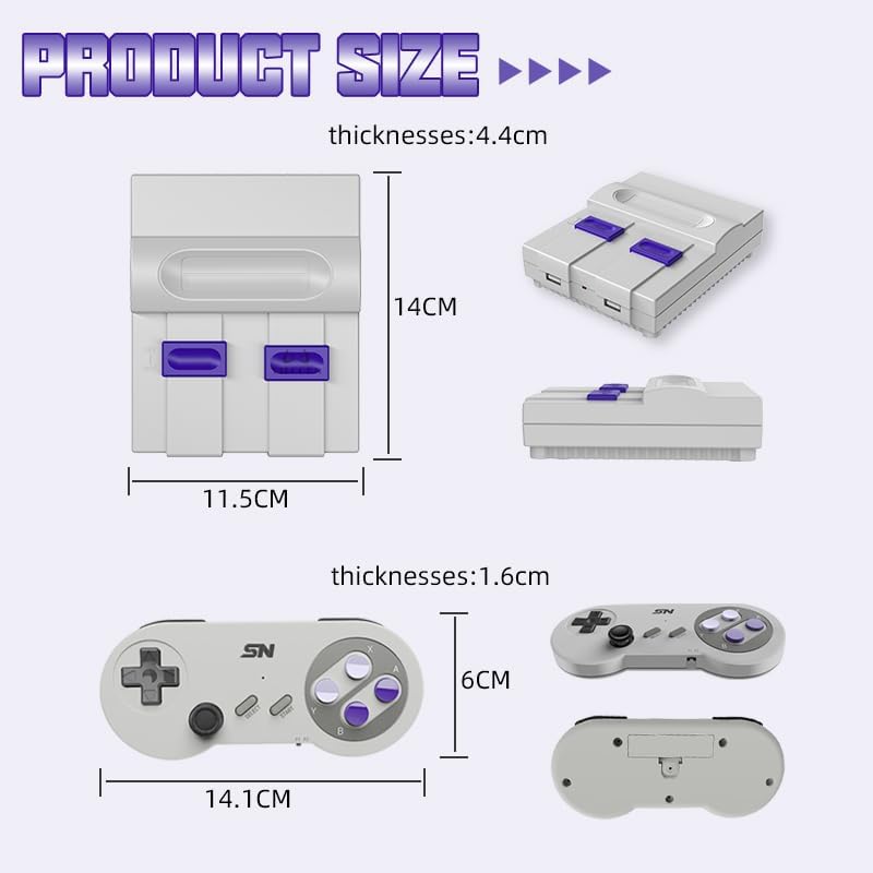 Retro Video Game Console 16Bit Super Game Machine Built in 5000 Classic Games Support HDMI Out 4K TV Gaming Console with 2.4G Wireless Controllers Gift