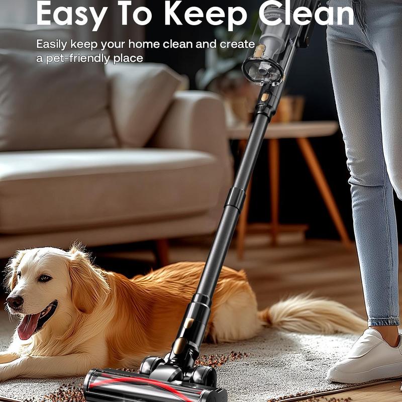 Trucozie Cordless Vacuum Cleaner, 45Kpa 50 Mins Runtime Self-Standing Stick Vacuum Cleaners for Home, Powerful Suction, Lightweight, LED Touch Screen 8 in 1 Vacuum for Pet Hair, Carpet, Hardwood Floor