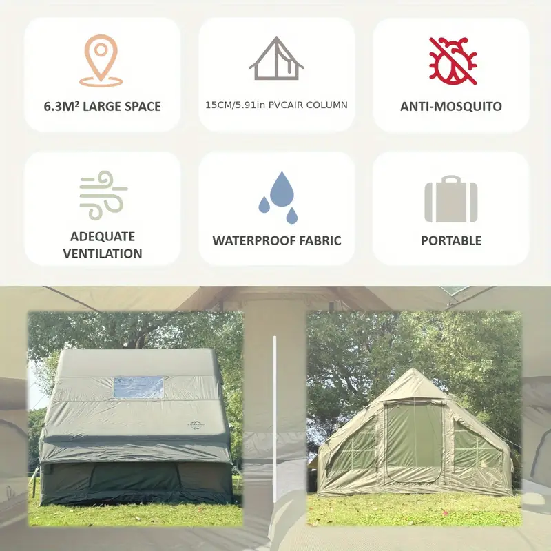 🔥2025 Clearance Sale🔥All - Season Inflatable Camping Tent with Pump - Fits 4 - 6, Waterproof & Mesh Windows