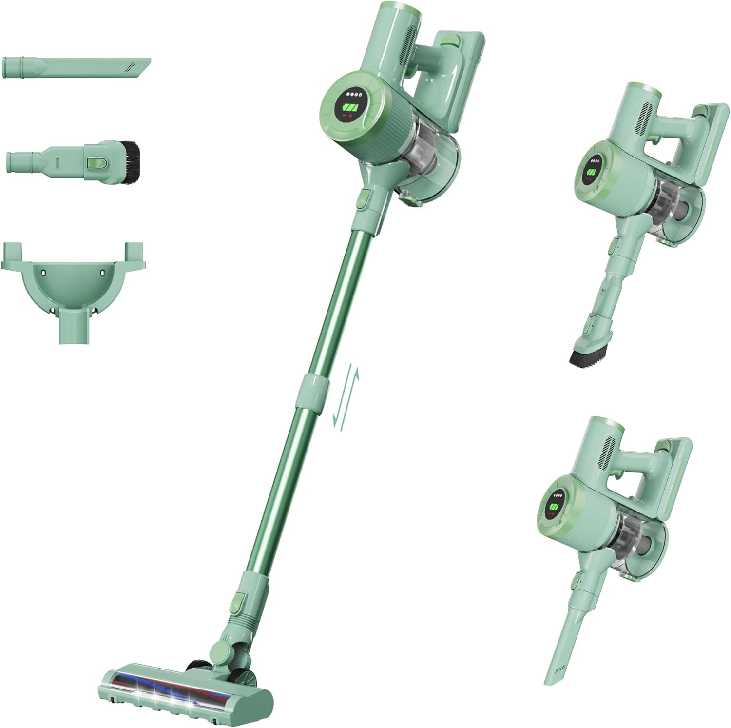 Cordless Stick Vacuum Cleaner, 30KPa Handheld Rechargeable Battery Lightweight Small Pink Vac Electirc Broom, 40Mins Runtime for Home Hard Floor Carpet Pet Hair Cleaning, LED Screen