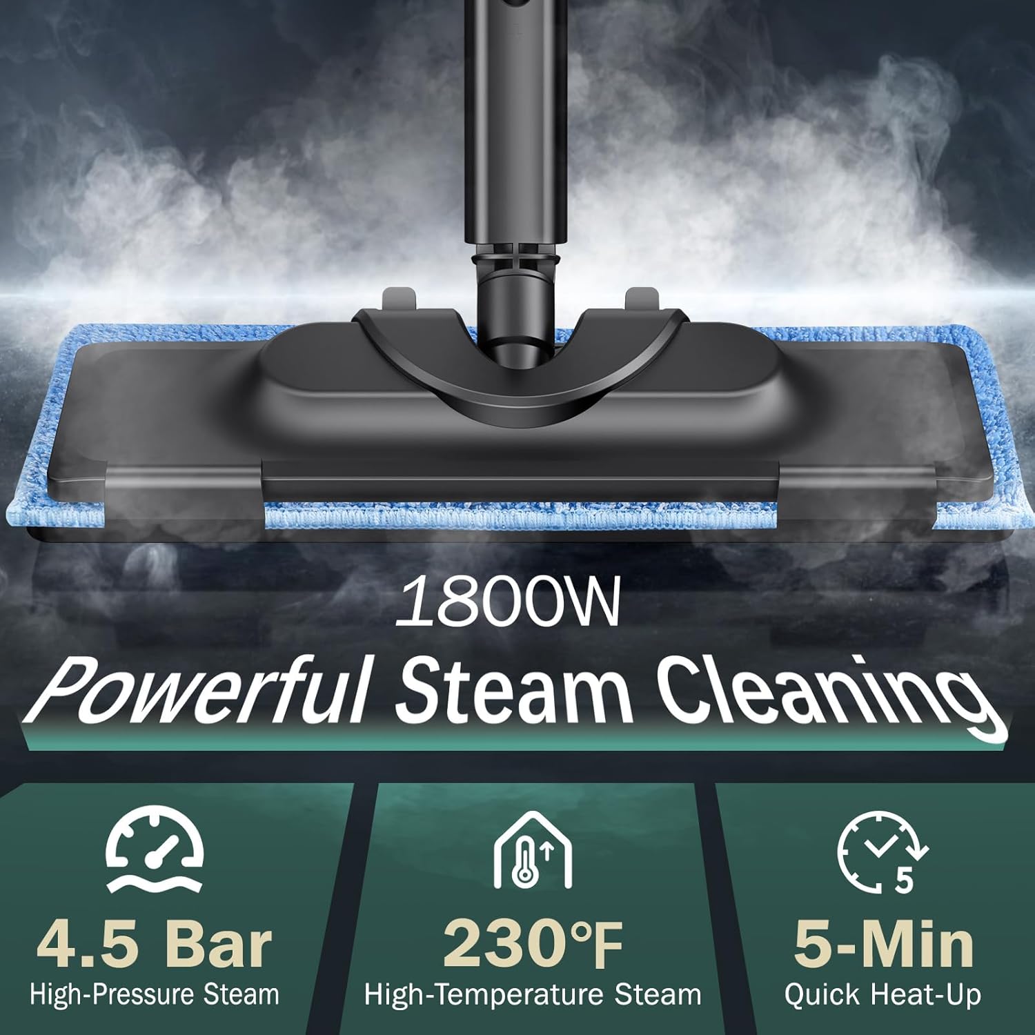 Steam Cleaner with 28 Accessories for Home, 1800W Powerful Multipurpose Steam Mop with 1.5L Tank for Floor Cleaning, Chemical-Free Heavy Duty Steamer for Cleaning Floors, Couch, Tile, Grout and Car
