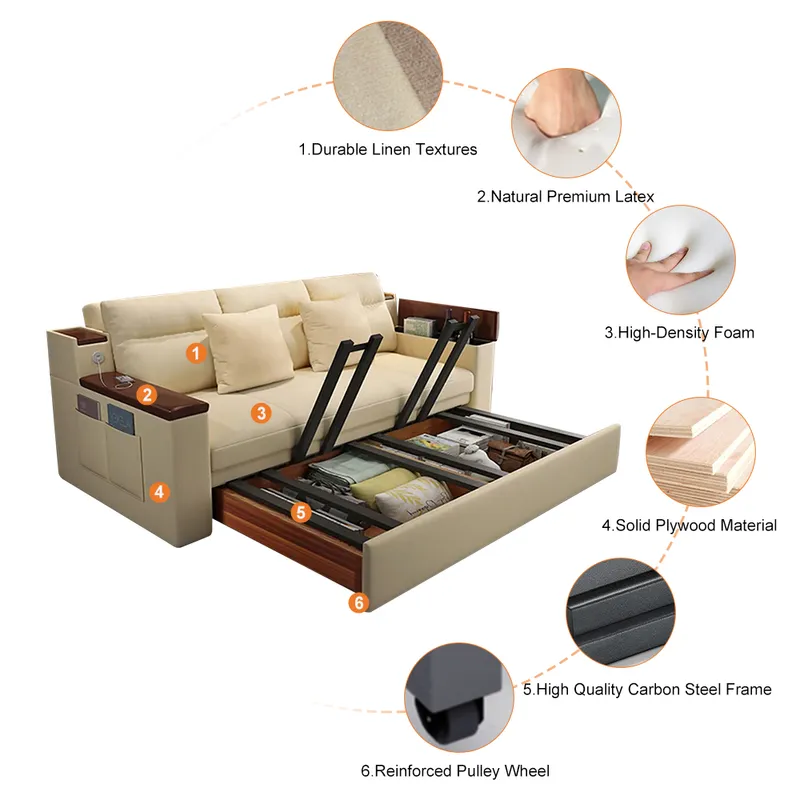 Space-saving Multi-purpose living Room Furniture Modern fabric folding sofa bed