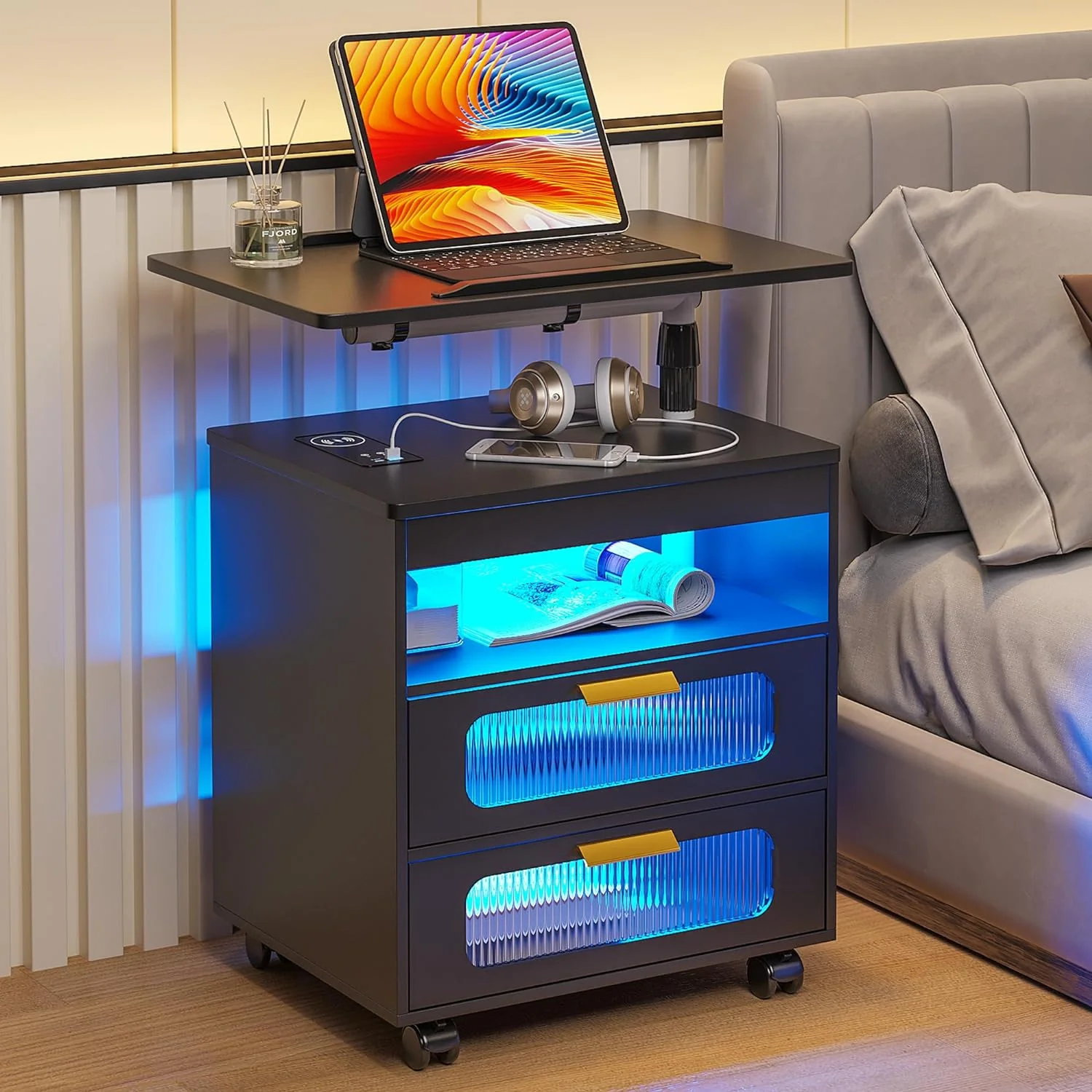 Nightstand with Wireless Charging Station