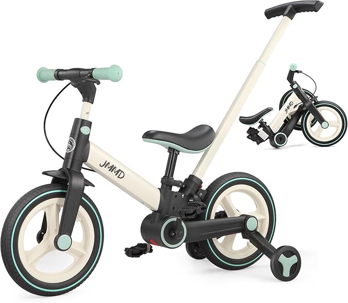 6-in-1 Toddler Bike & Stroller | Foldable Push Bike w/Training Wheels