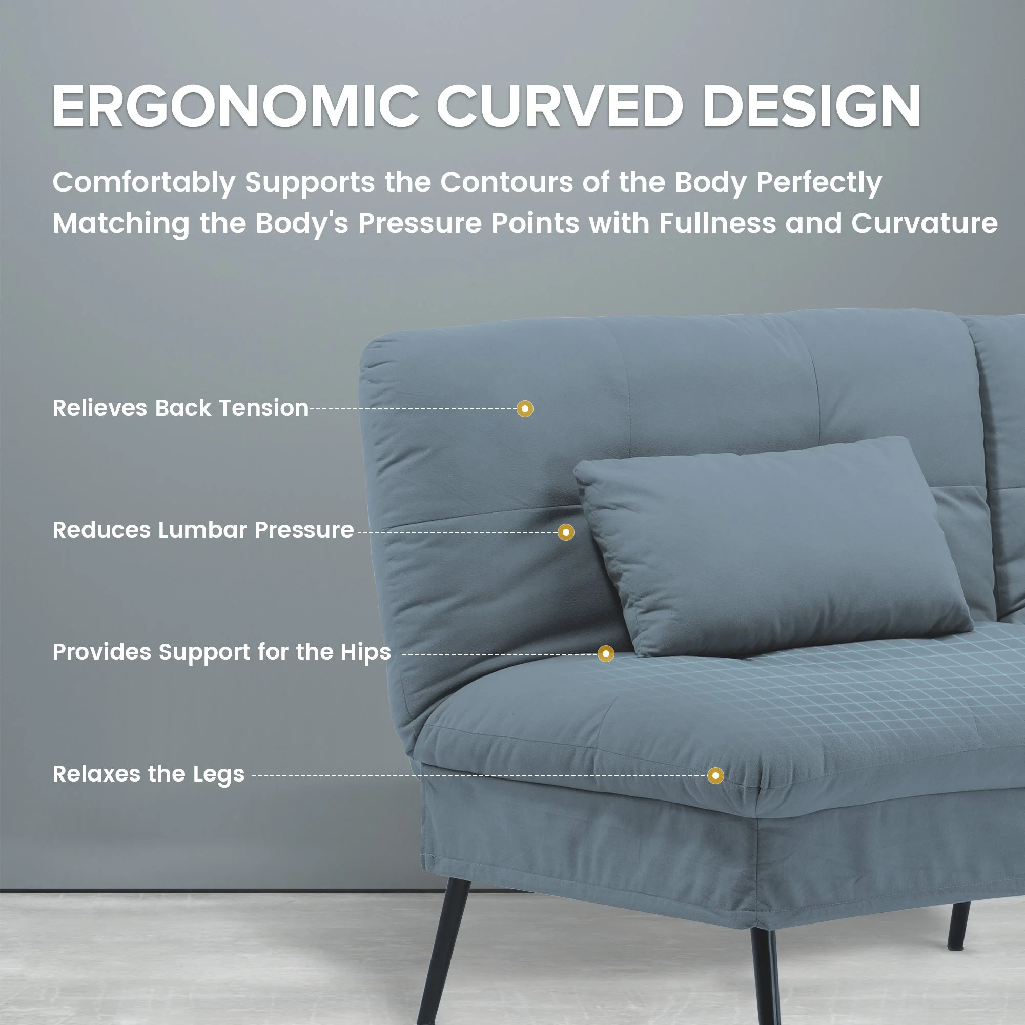 COMHOMA Convertible Ultra-comfortable Futon Sofa Bed with Adjustable Backrest B001