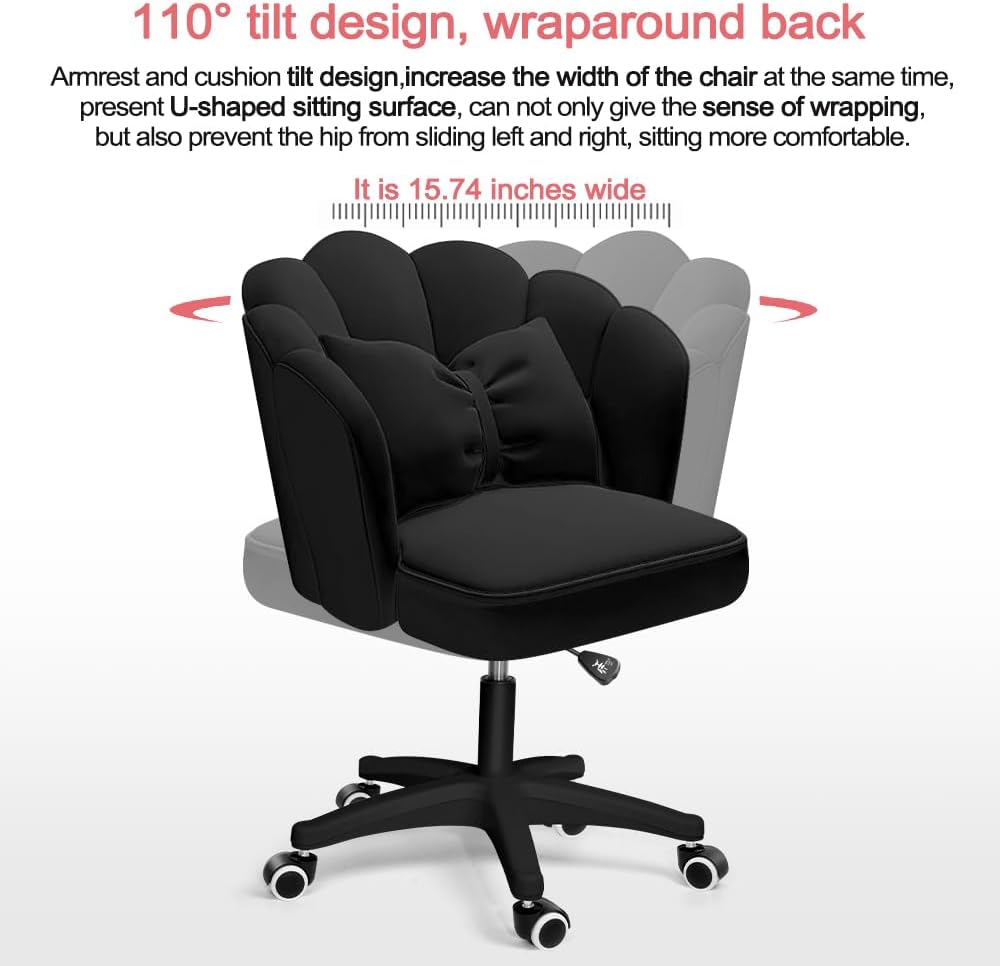 Office Chair Cute Petal Desk Chair, Modern Fabric Home Butterfly Chairs Height Adjustable Chair Makeup Chairs Computer Chairs