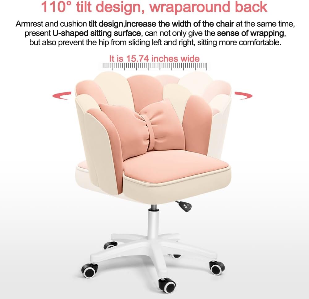 Office Chair Cute Petal Desk Chair, Modern Fabric Home Butterfly Chairs Height Adjustable Chair Makeup Chairs Computer Chairs