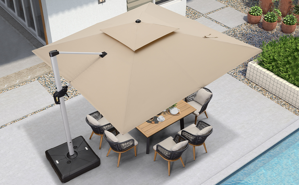 Solar Powered LED Patio Umbrella