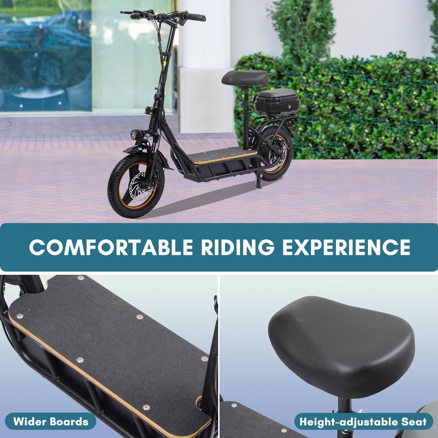 1200W Electric Scooter, with APP, 1200W 48V 13A/18A, 34 /37Miles Range, 34mph, Commuter Electric Scooter with Seat, 440lbs Max Load