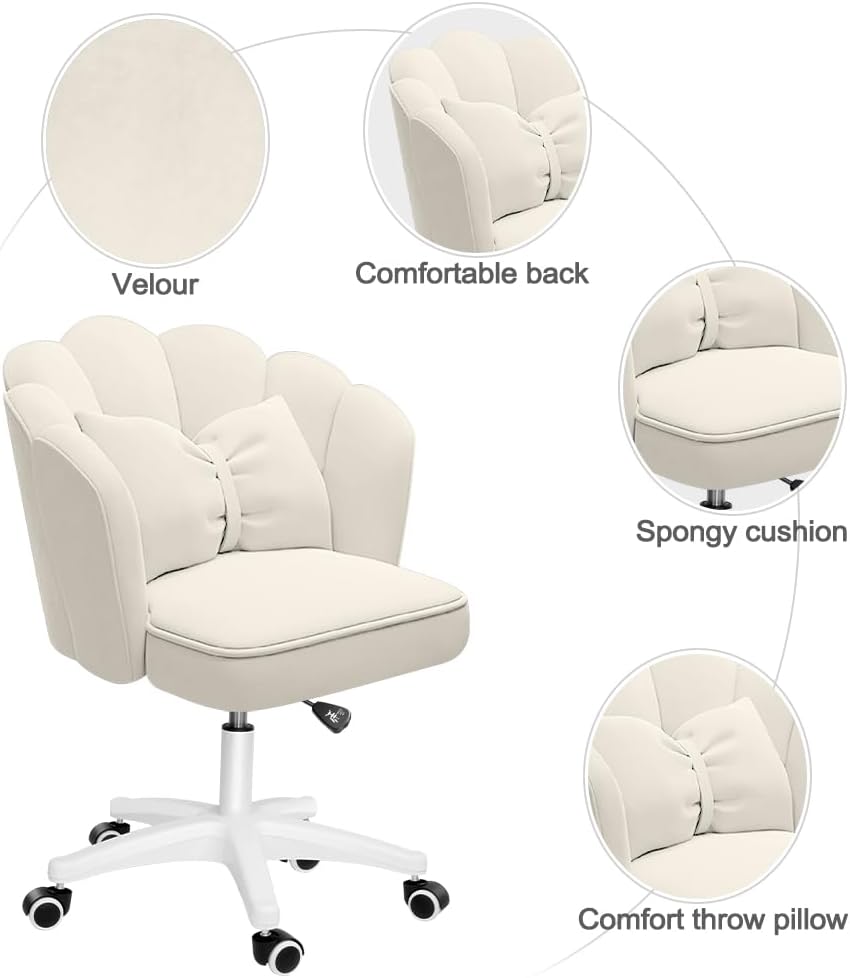 Office Chair Cute Petal Desk Chair, Modern Fabric Home Butterfly Chairs Height Adjustable Chair Makeup Chairs Computer Chairs