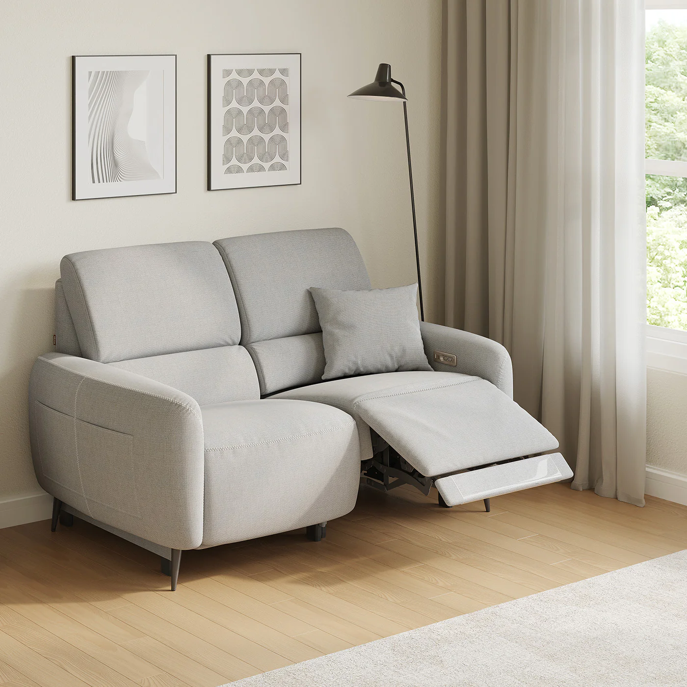 Modern Reclining Sofa with Storage