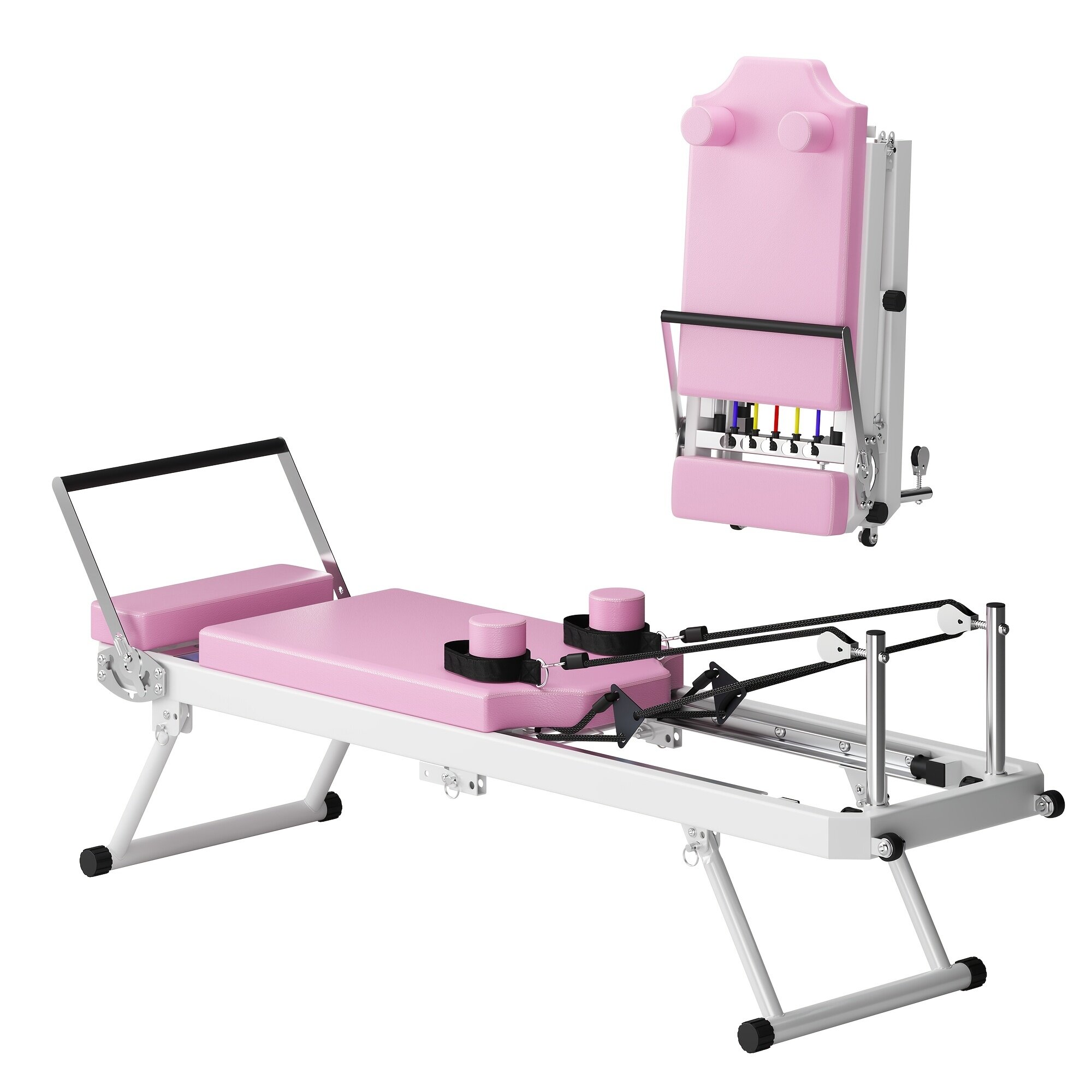Foldable Pilates Reformer Machine with High Strength Alloy Springs, Adjustable Resistance for Home Gym, Suitable for Beginners and Intermediate Users