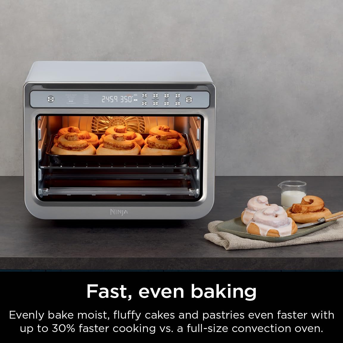 10-in-1 Smart XL Air Fry Oven, Bake, Broil, Toast, Roast, Digital Toaster, Thermometer, True Surround Convection up to 450°F, includes 6 trays & Recipe Guide